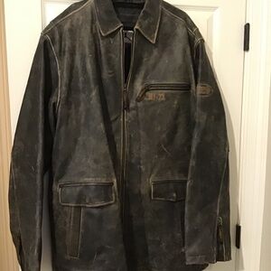 🔥Rare, vintage JORDAN, see pics, distressed leather coat, Size=XLT, new cond.🔥